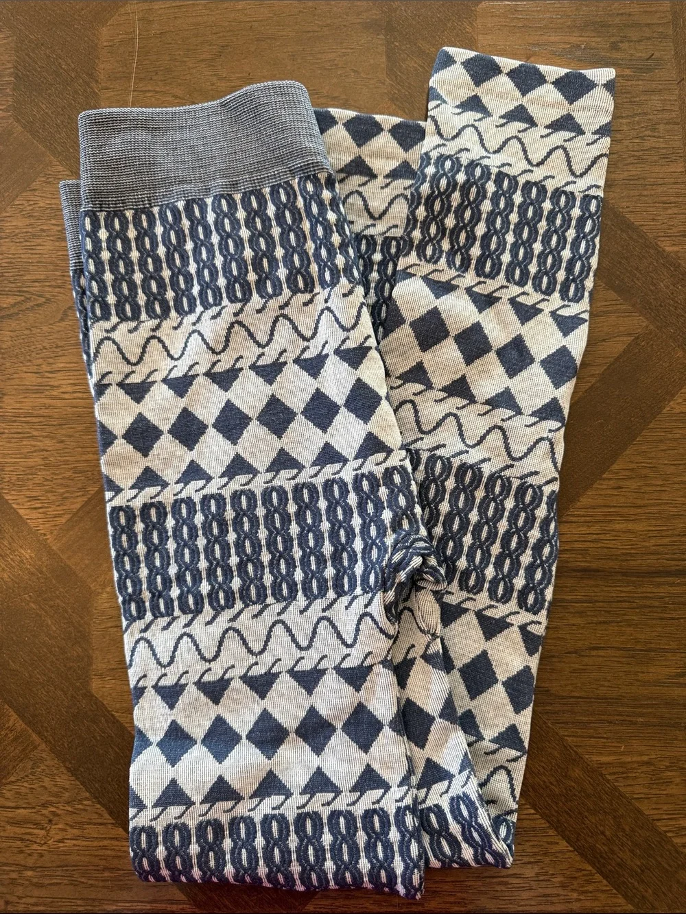 Girls' Navy Patterned Knit Leggings